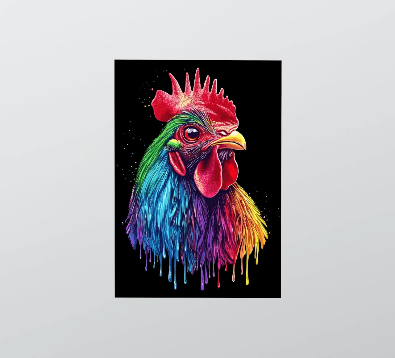 Red rhodelander with rainbow feathers sticker by pixelbull - medieval art and more
