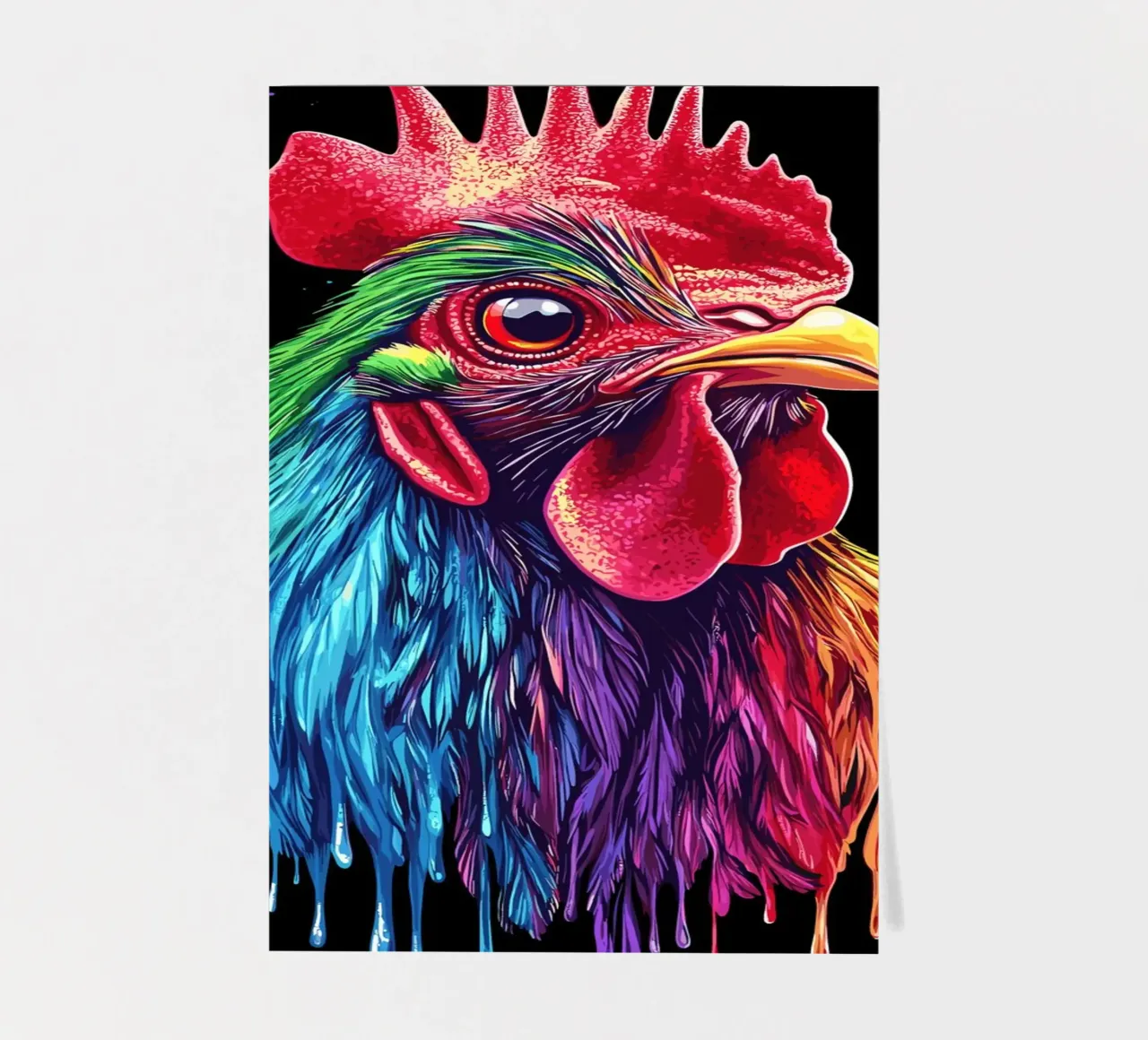 Red rhodelander with rainbow feathers sticker sheet by pixelbull - medieval art and more