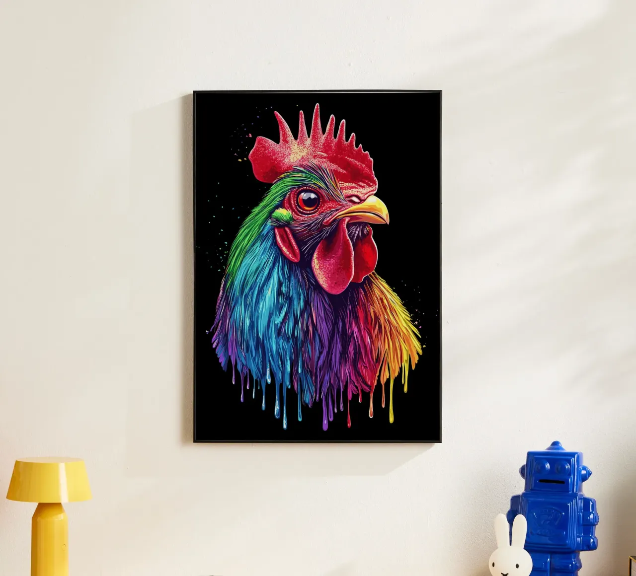 Rode rhodelander met regenboogveren aluminium-dibond van pixelbull - medieval art and more