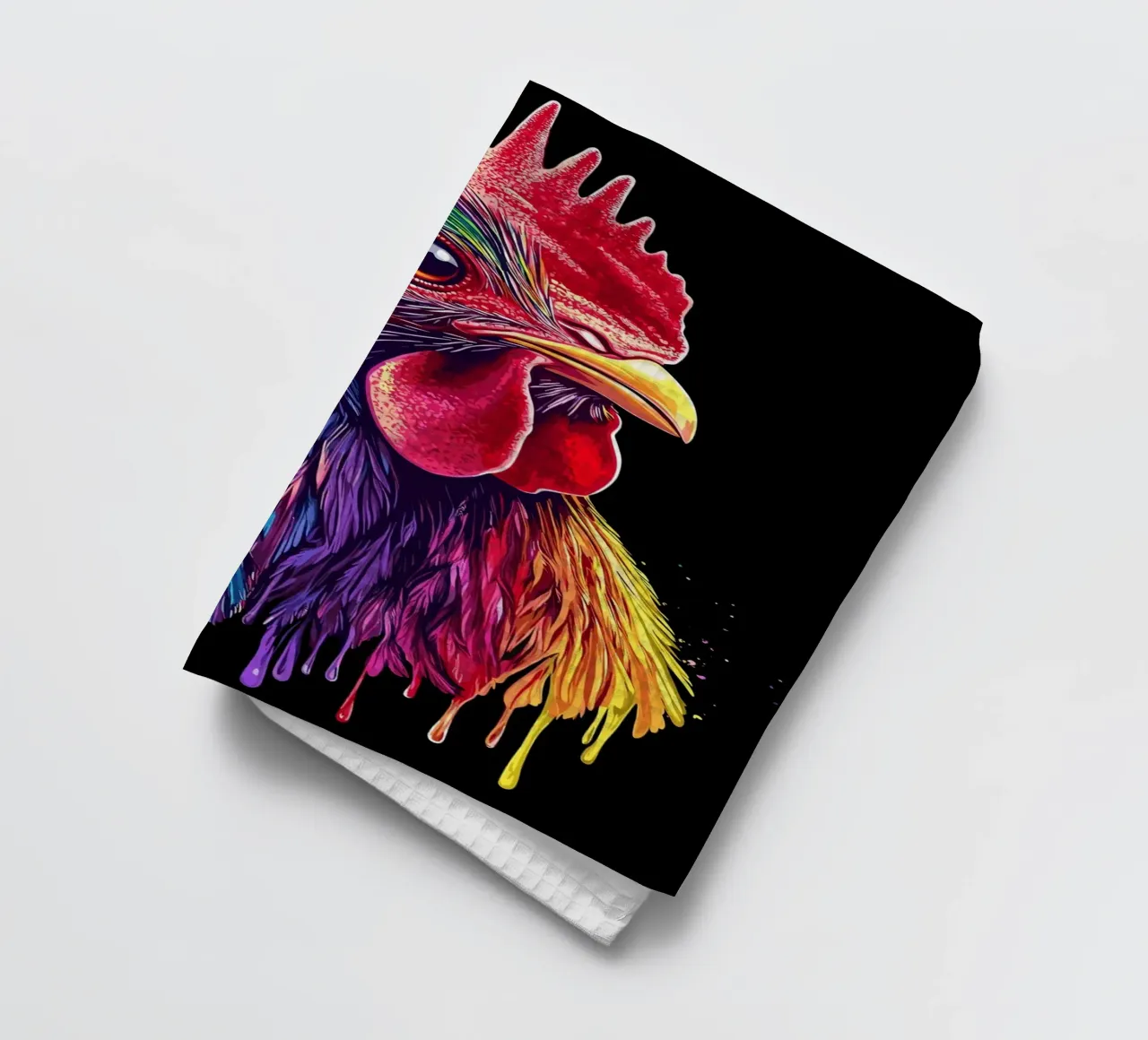 Rodilandro rosso con piume arcobaleno canovaccio da cucina da pixelbull - medieval art and more