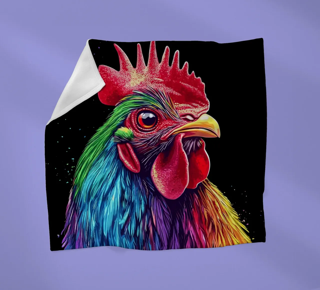 Rodilandro rosso con piume arcobaleno coperta in pile da pixelbull - medieval art and more