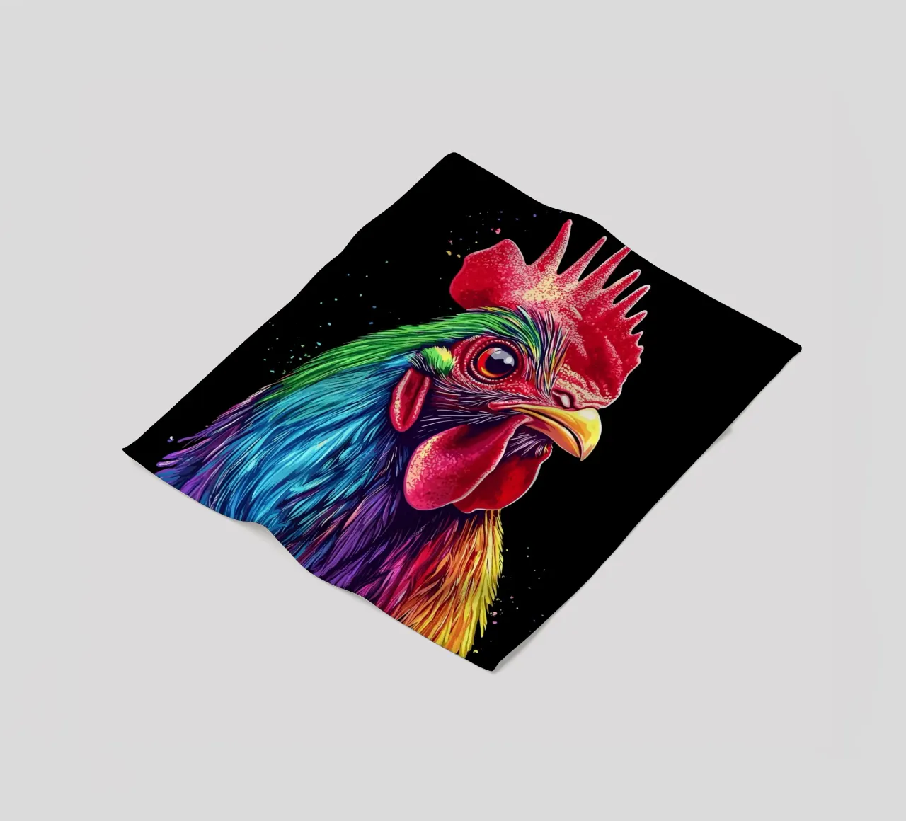 Rodilandro rosso con piume arcobaleno coperta in pile da pixelbull - medieval art and more