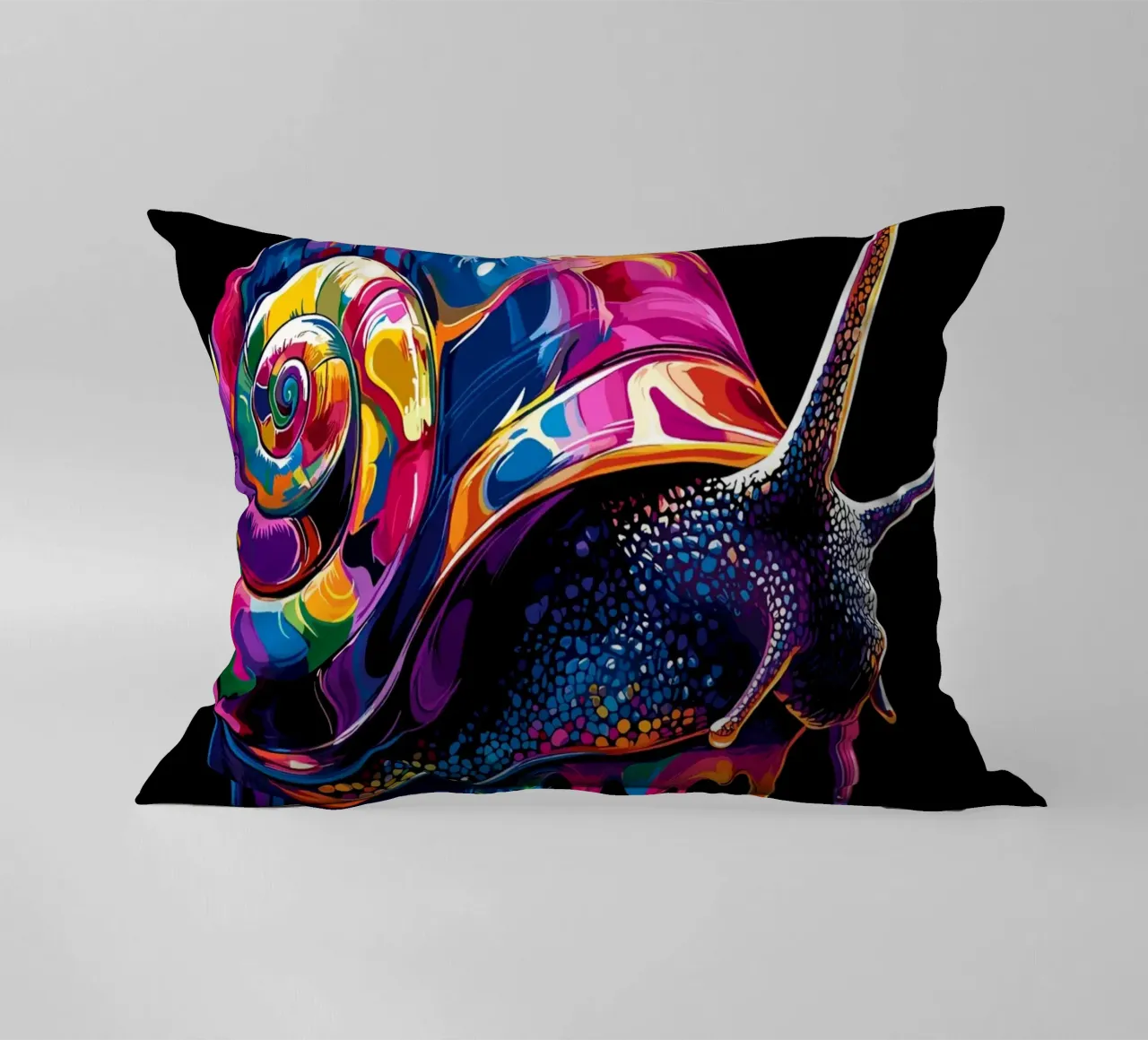 Lumaca colorata con spirale gocciolante cuscino da pixelbull - medieval art and more