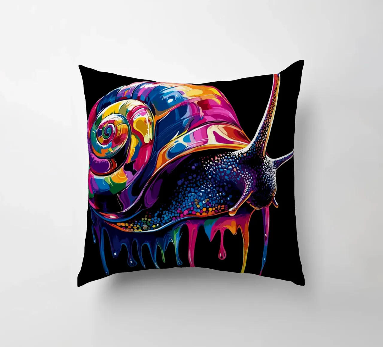 Lumaca colorata con spirale gocciolante cuscino da pixelbull - medieval art and more