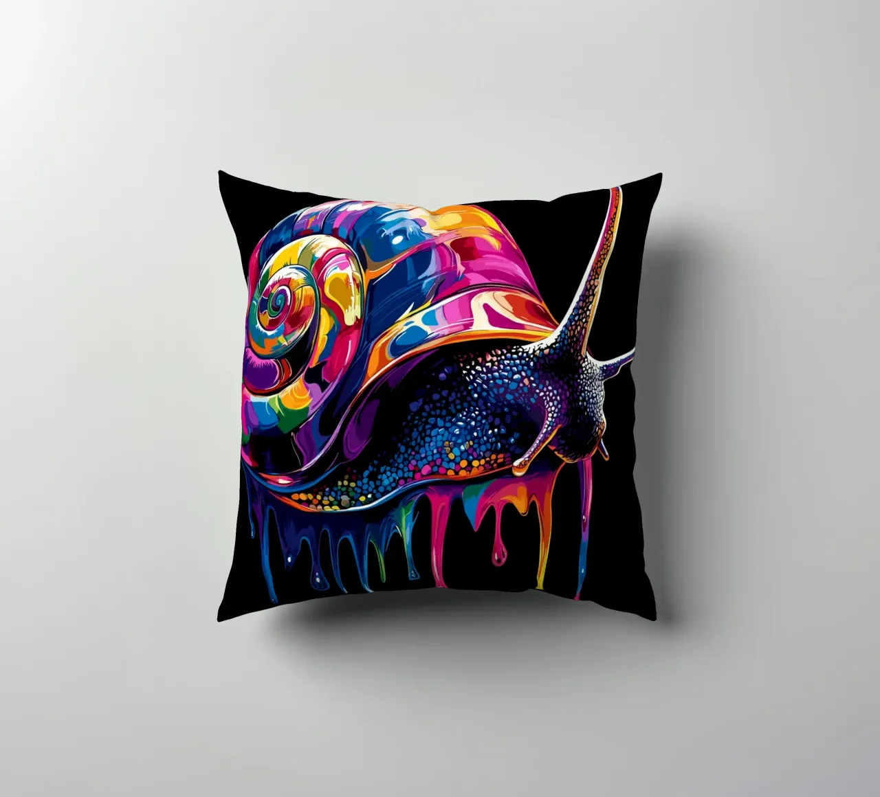 Lumaca colorata con spirale gocciolante cuscino da pixelbull - medieval art and more