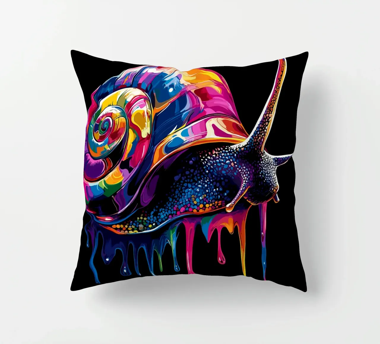 Lumaca colorata con spirale gocciolante cuscino da pixelbull - medieval art and more