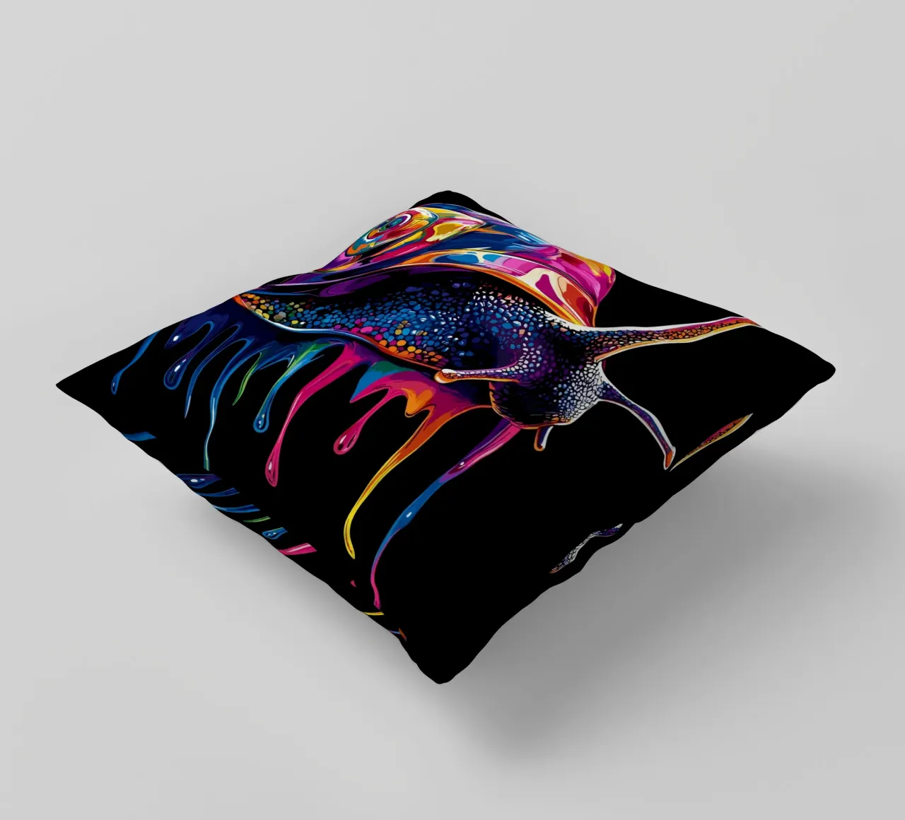 Lumaca colorata con spirale gocciolante cuscino da pixelbull - medieval art and more