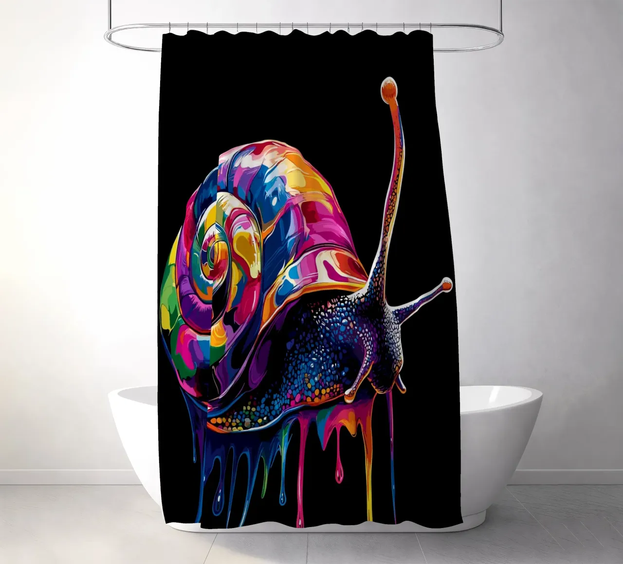 Lumaca colorata con spirale gocciolante tenda da doccia da pixelbull - medieval art and more