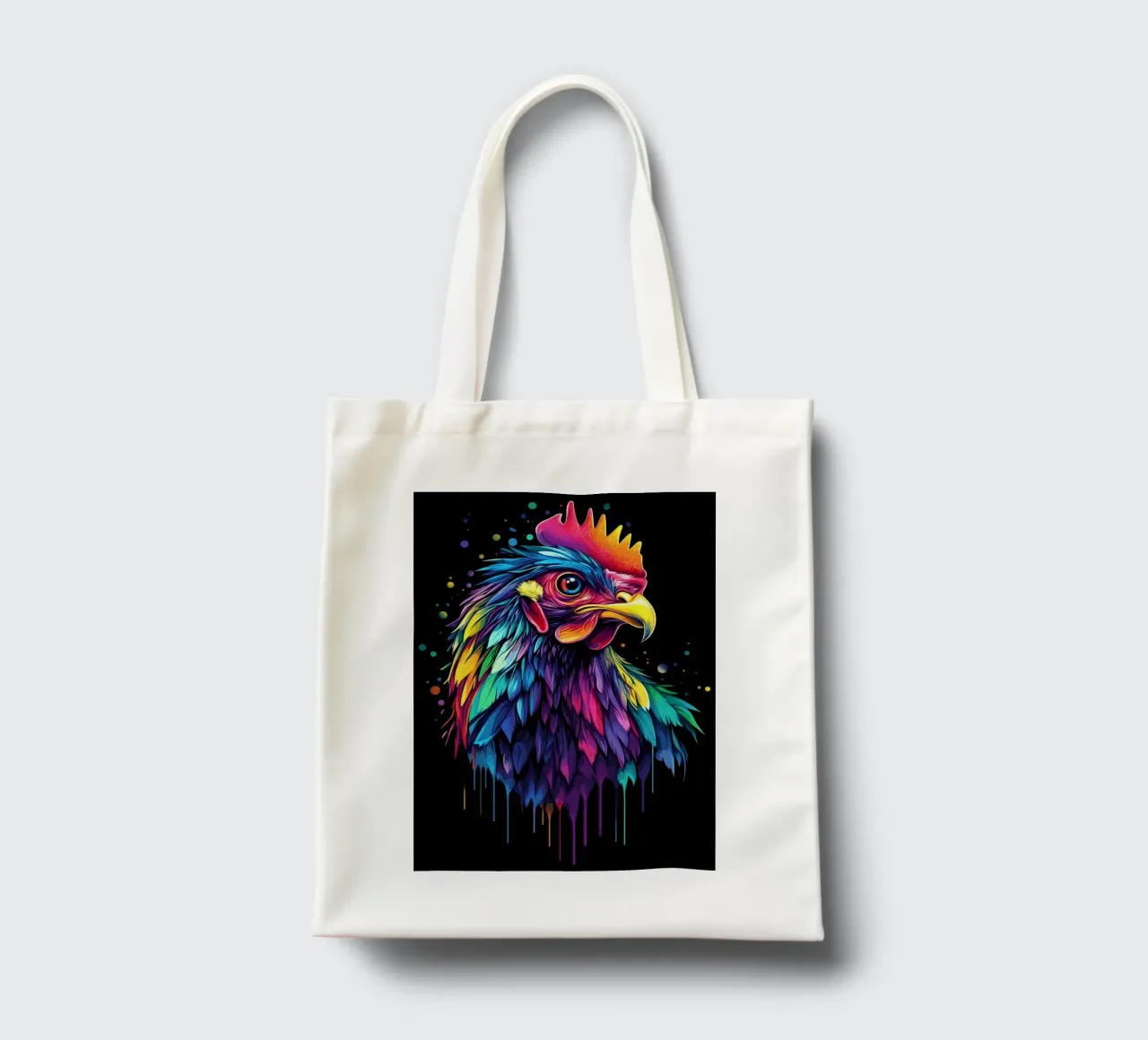 Un gallo maestoso con un'esplosione di colori borsa in juta da pixelbull - medieval art and more
