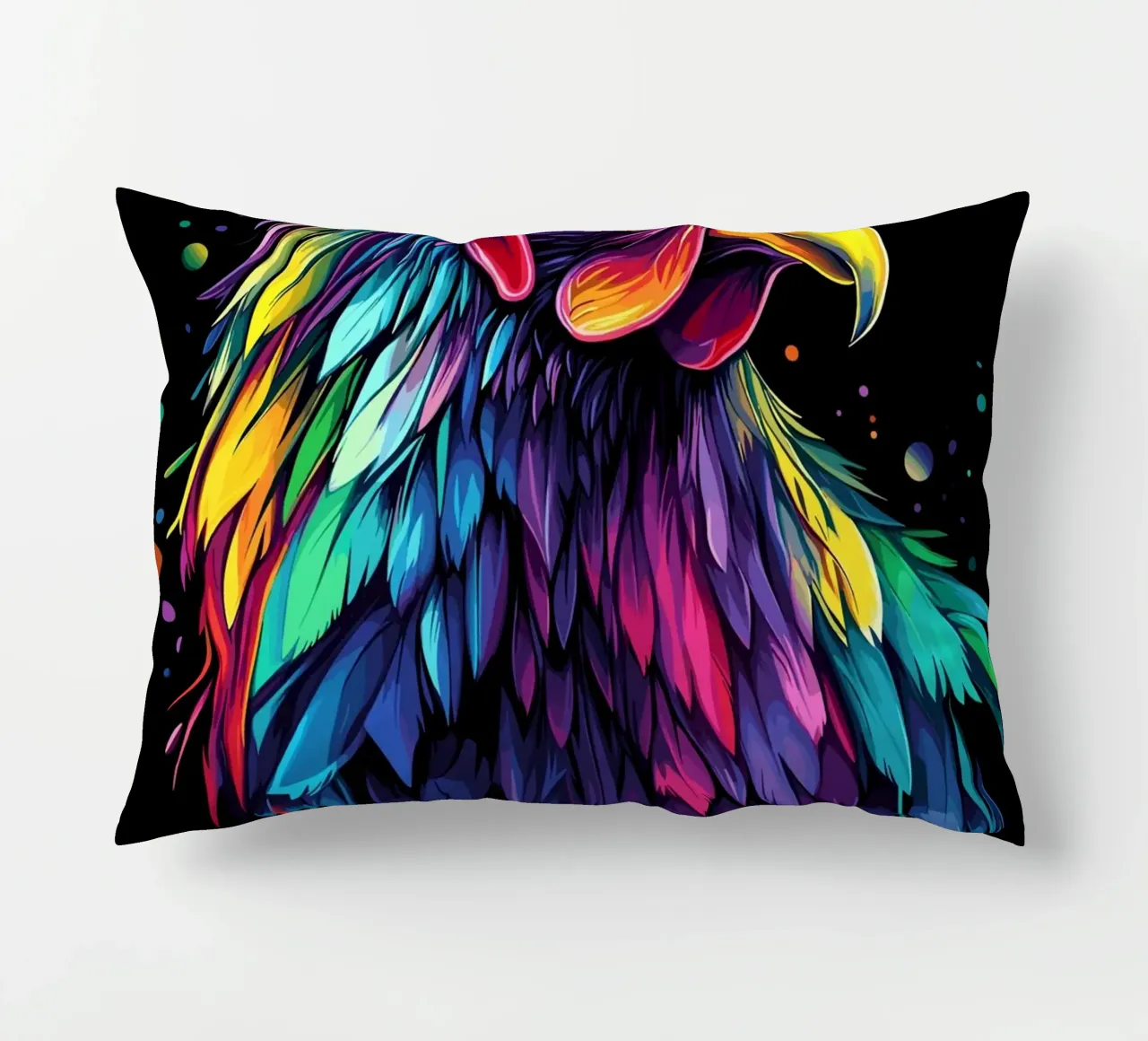 Un gallo maestoso con un'esplosione di colori cuscino da pixelbull - medieval art and more
