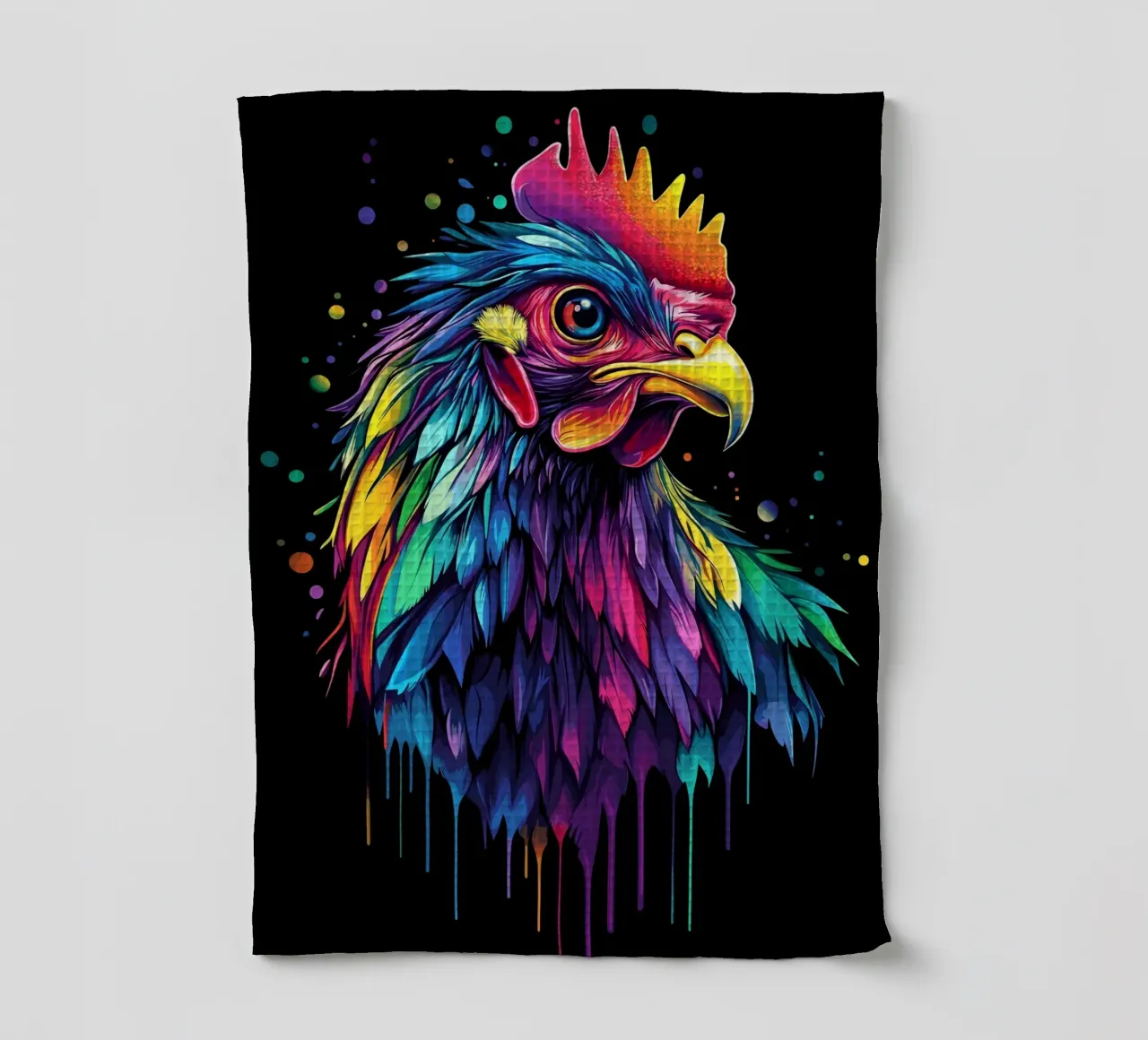 Un gallo maestoso con un'esplosione di colori canovaccio da cucina da pixelbull - medieval art and more