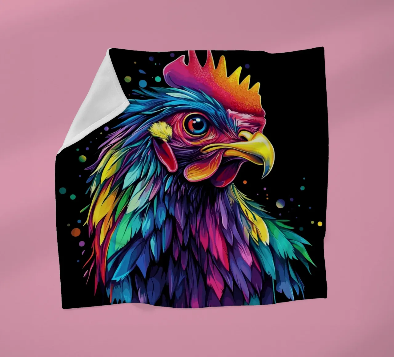 Un gallo maestoso con un'esplosione di colori coperta in pile da pixelbull - medieval art and more