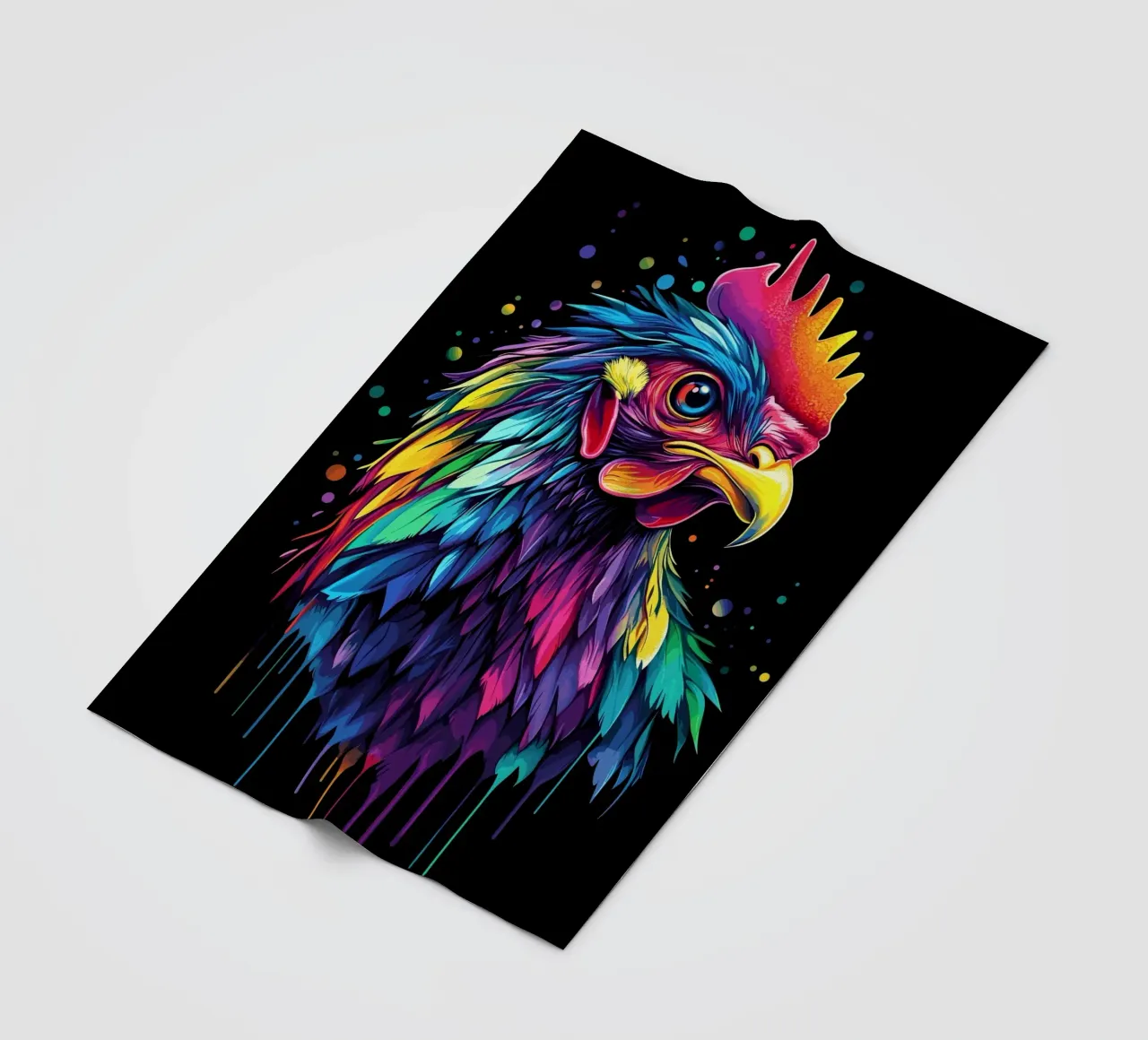 Un gallo maestoso con un'esplosione di colori coperta in pile da pixelbull - medieval art and more