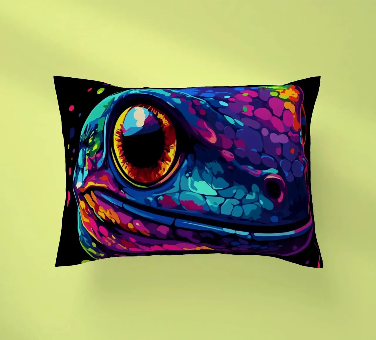 Geco variopinto con colori sgocciolanti cuscino da pixelbull - medieval art and more