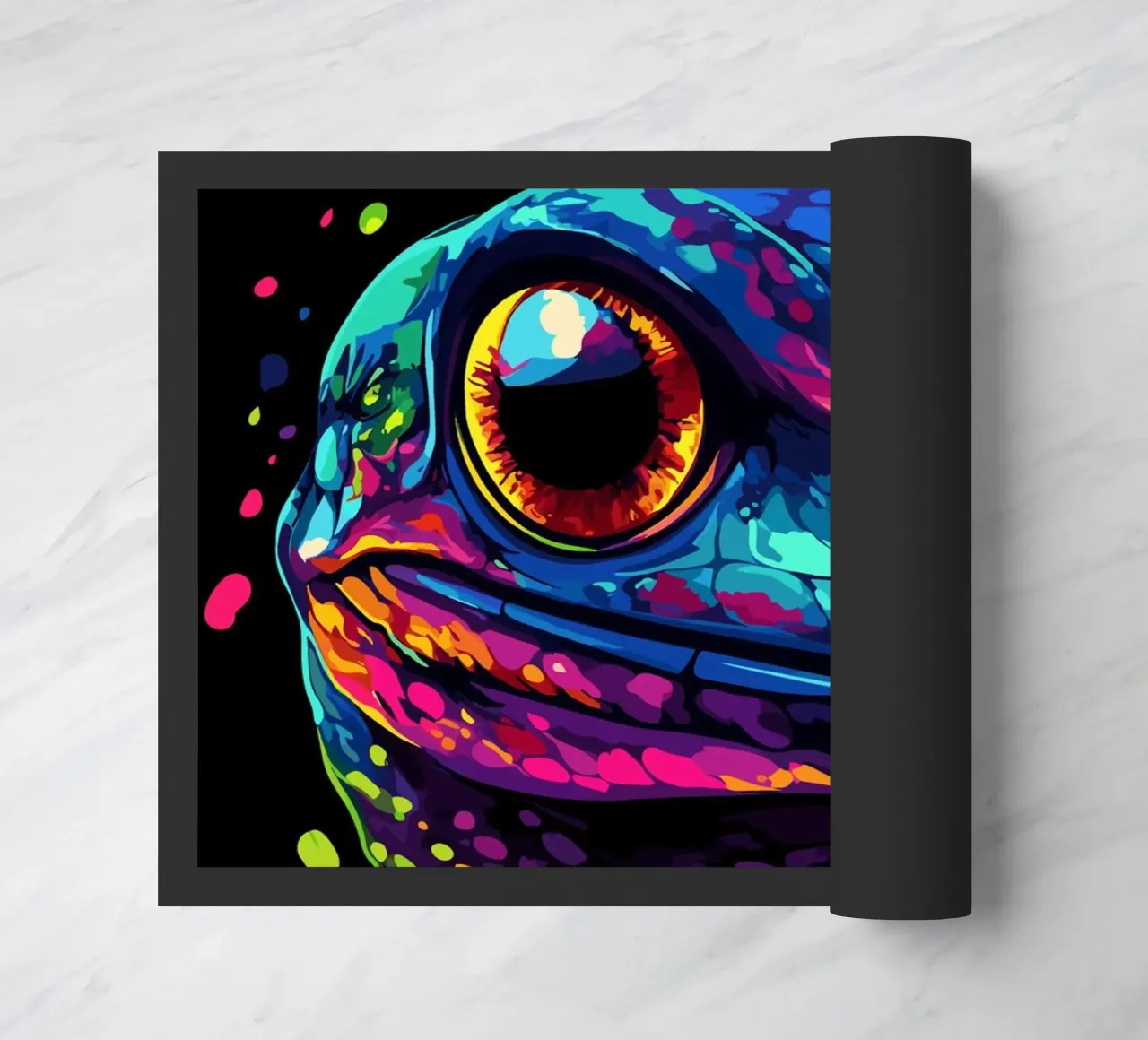 Geco variopinto con colori sgocciolanti zerbino da pixelbull - medieval art and more