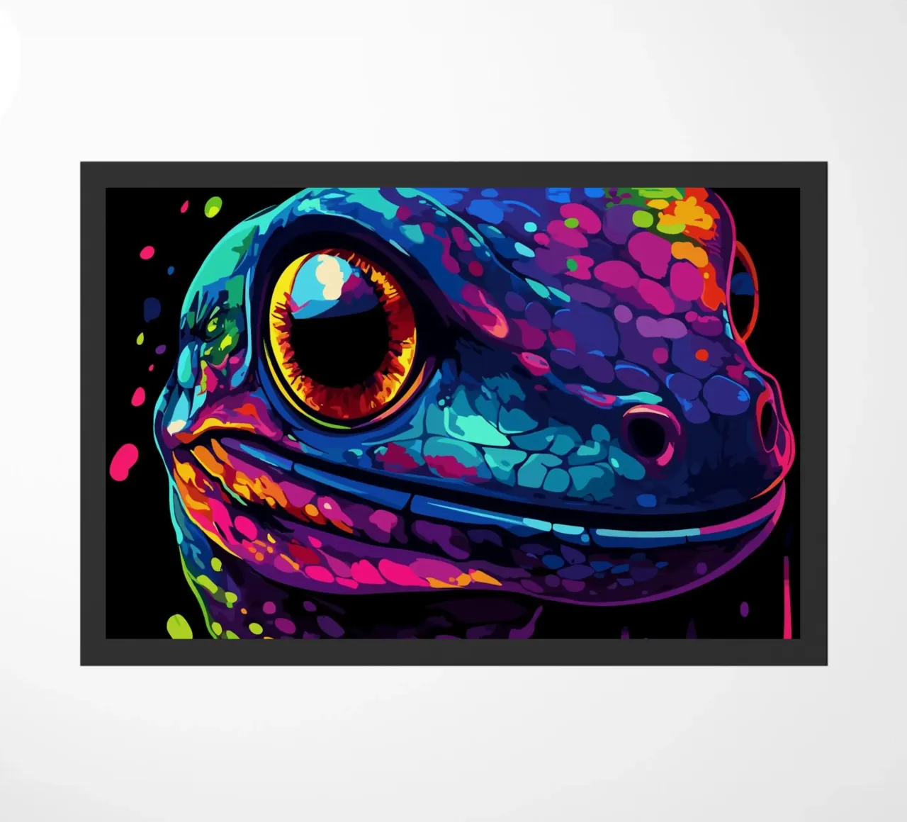 Geco variopinto con colori sgocciolanti zerbino da pixelbull - medieval art and more