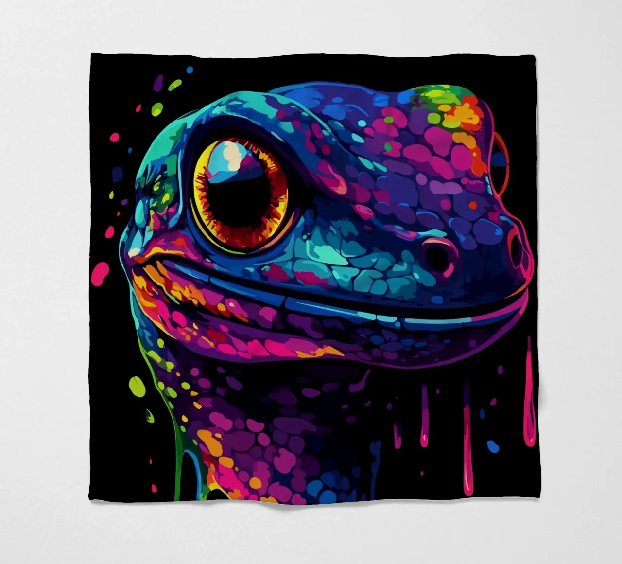 Geco variopinto con colori sgocciolanti coperta in pile da pixelbull - medieval art and more
