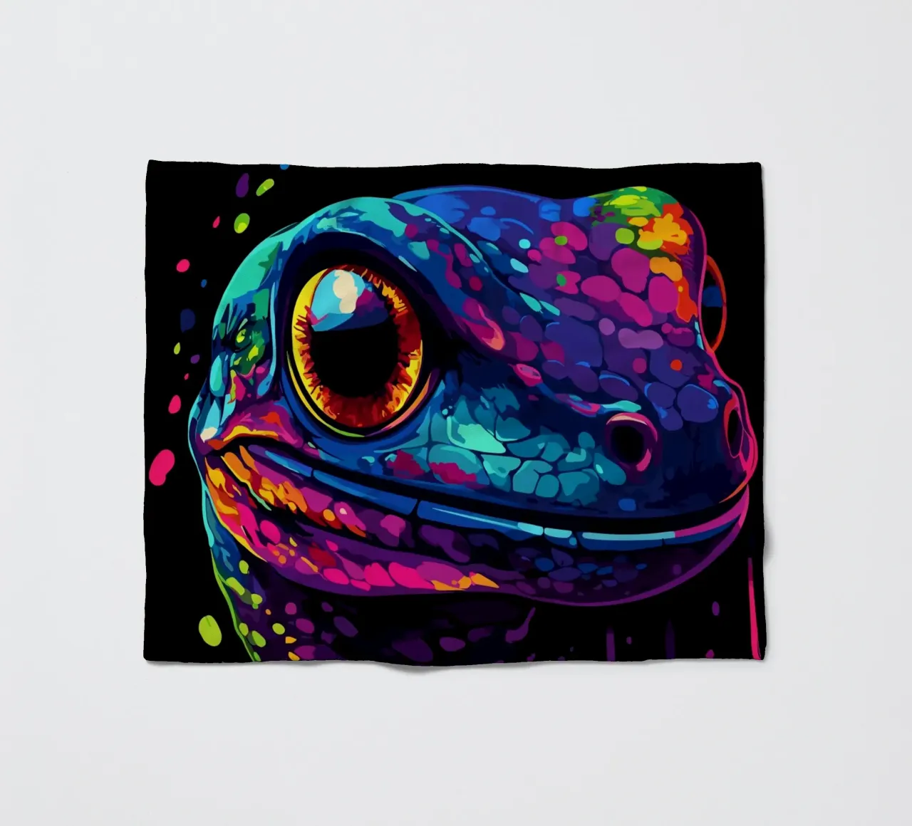 Geco variopinto con colori sgocciolanti coperta in pile da pixelbull - medieval art and more