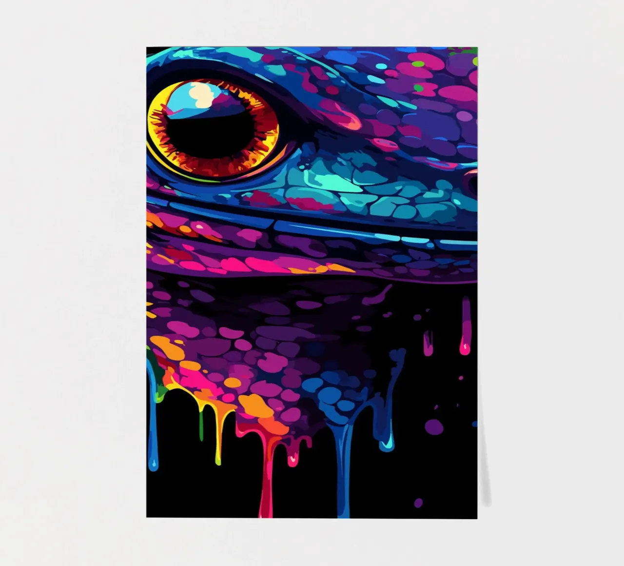 Geco variopinto con colori sgocciolanti foglio adesivo da pixelbull - medieval art and more