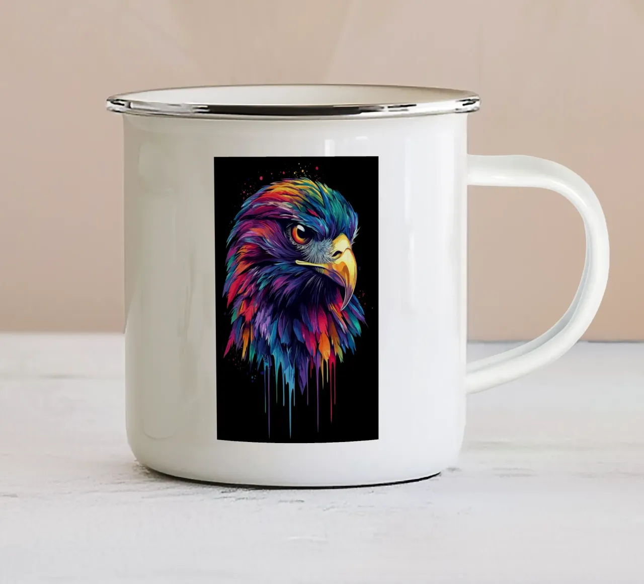 Lo sguardo maestoso del nibbio rosso tazza in smalto da pixelbull - medieval art and more