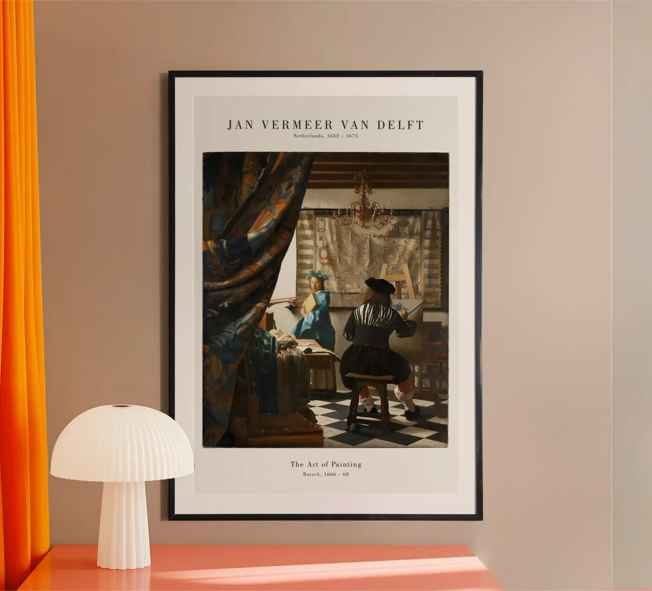 Jan Vermeer - L'arte della pittura poster con telaio in plastica da Old Masters