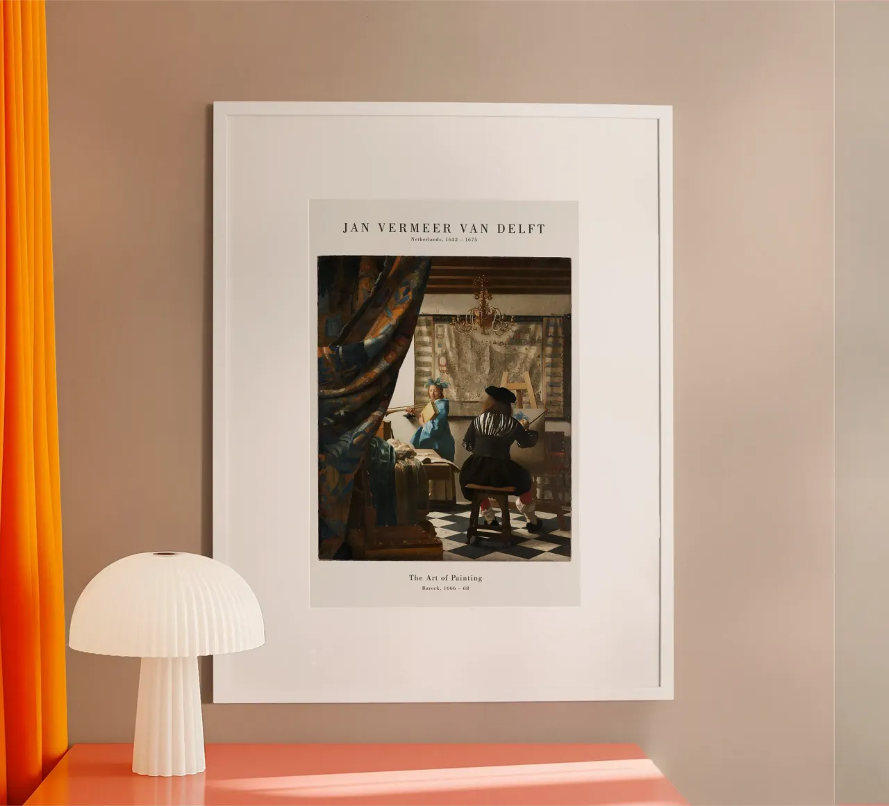 Jan Vermeer - L'arte della pittura poster con telaio in plastica da Old Masters