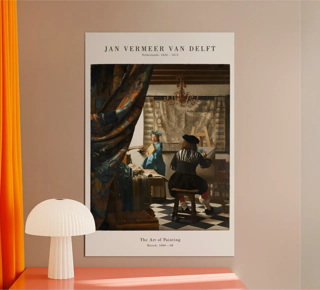 Jan Vermeer - L'arte della pittura poster con telaio in plastica da Old Masters