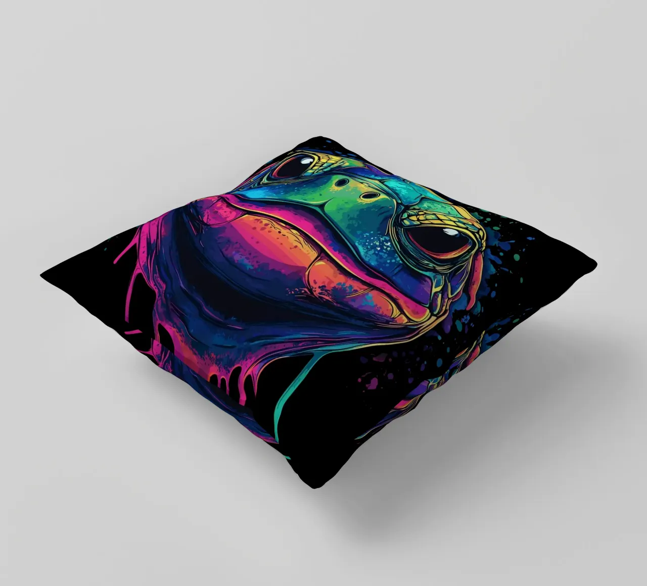 Testa di tartaruga colorata con schizzi di vernice cuscino da pixelbull - medieval art and more