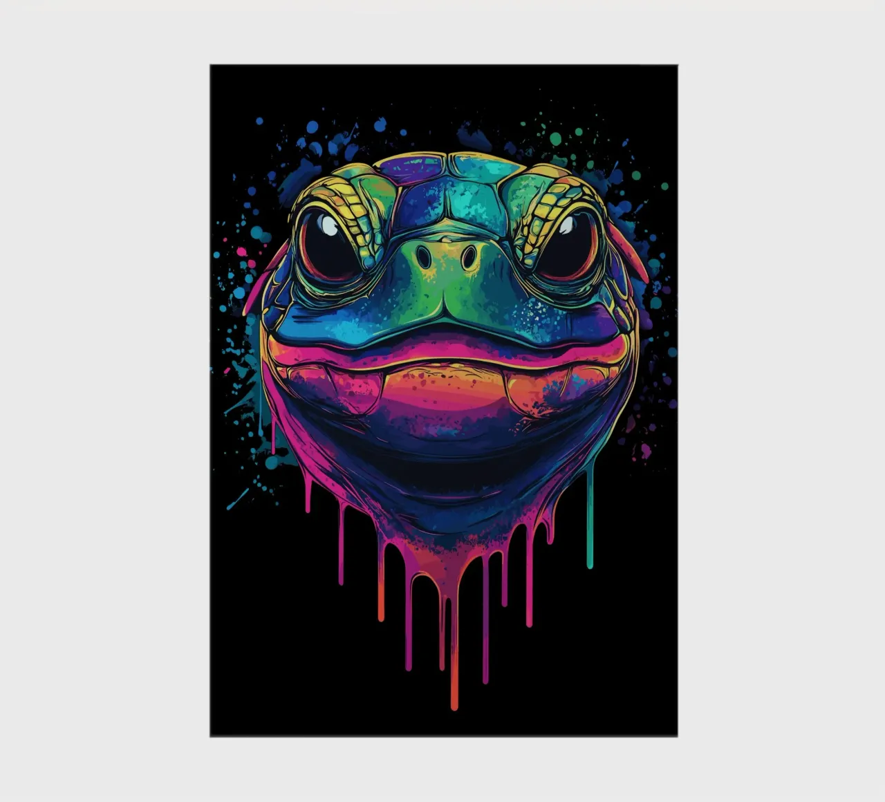 Colourful turtle head with splashes of paint notebook by pixelbull - medieval art and more