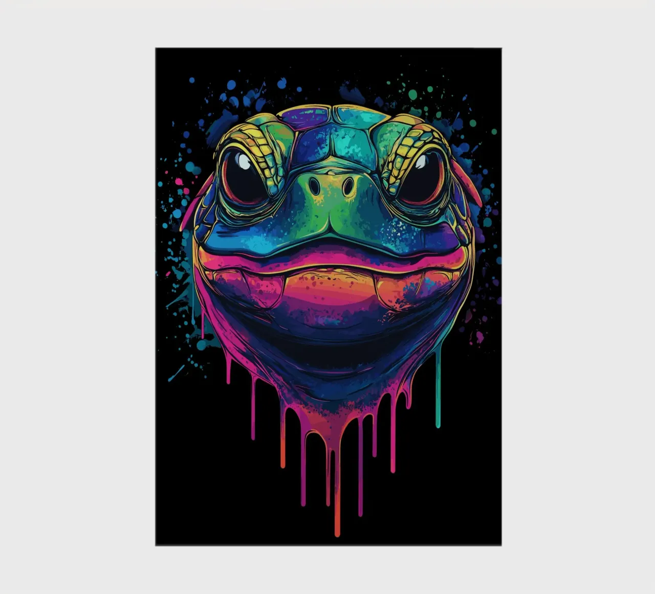 Colourful turtle head with splashes of paint notebook by pixelbull - medieval art and more