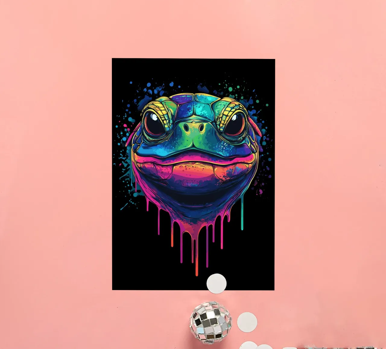 Colourful turtle head with splashes of paint sticker by pixelbull - medieval art and more