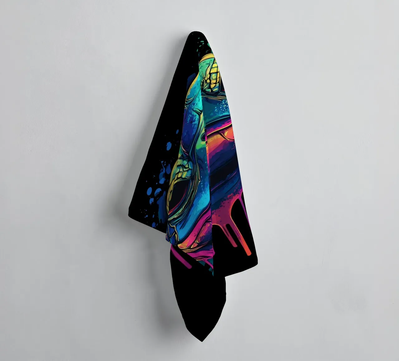 Colourful turtle head with splashes of paint towel by pixelbull - medieval art and more