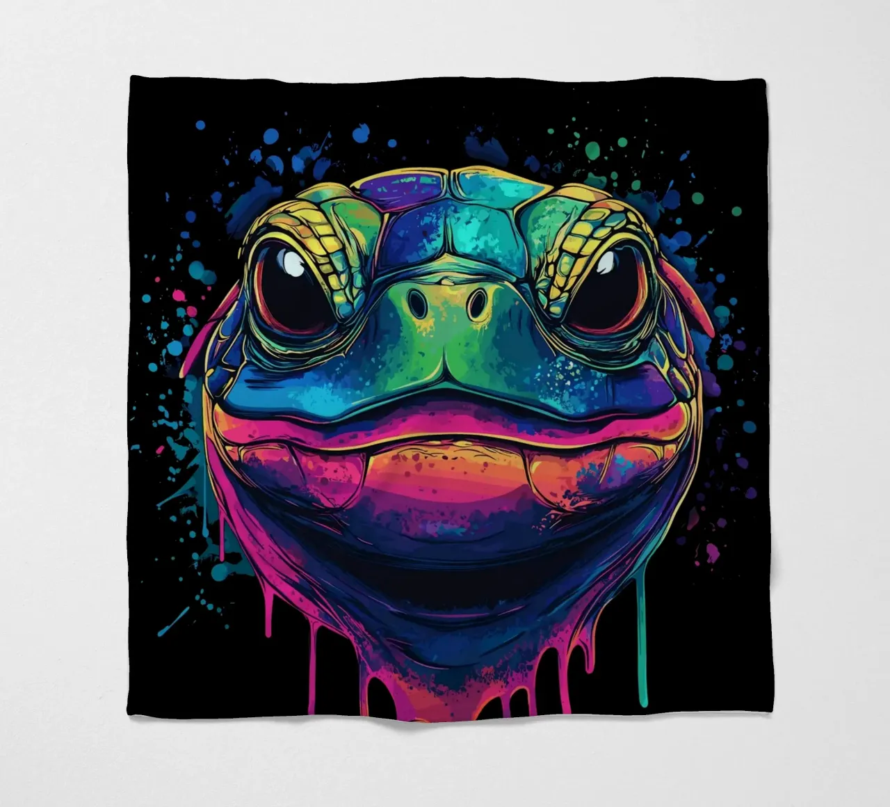 Testa di tartaruga colorata con schizzi di vernice coperta in pile da pixelbull - medieval art and more