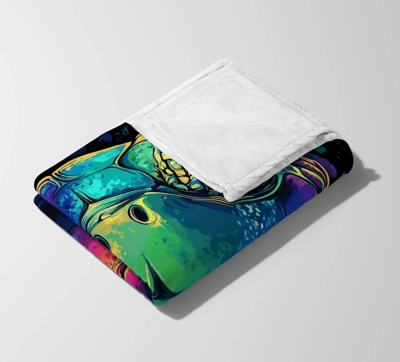 Testa di tartaruga colorata con schizzi di vernice coperta in pile da pixelbull - medieval art and more