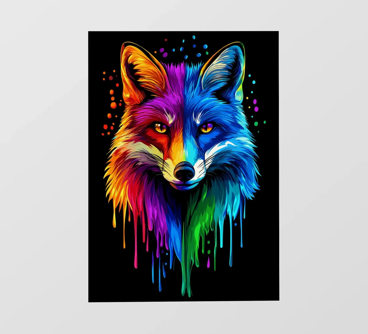 Volpe colorata con sfumatura di colore ed effetto gocciolante telo in pvc da pixelbull - medieval art and more