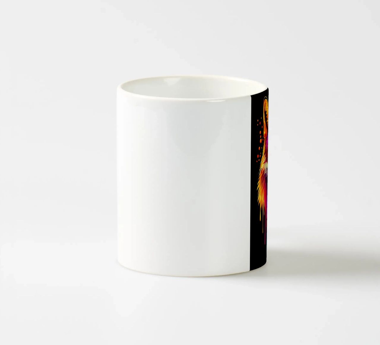 Volpe colorata con sfumatura di colore ed effetto gocciolante tazza in ceramica da pixelbull - medieval art and more