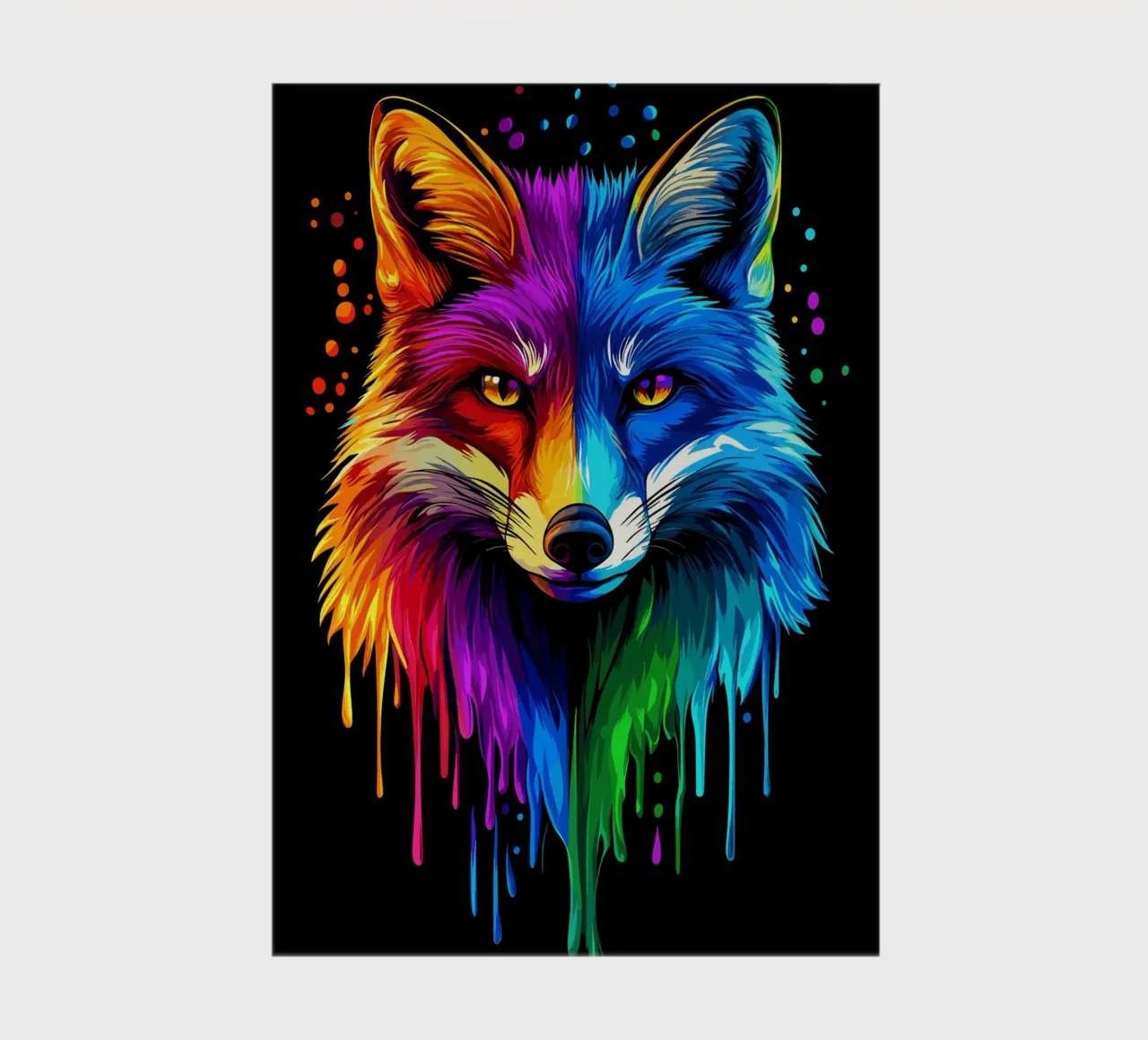 Colourful fox with colour gradient and drip effect notebook by pixelbull - medieval art and more