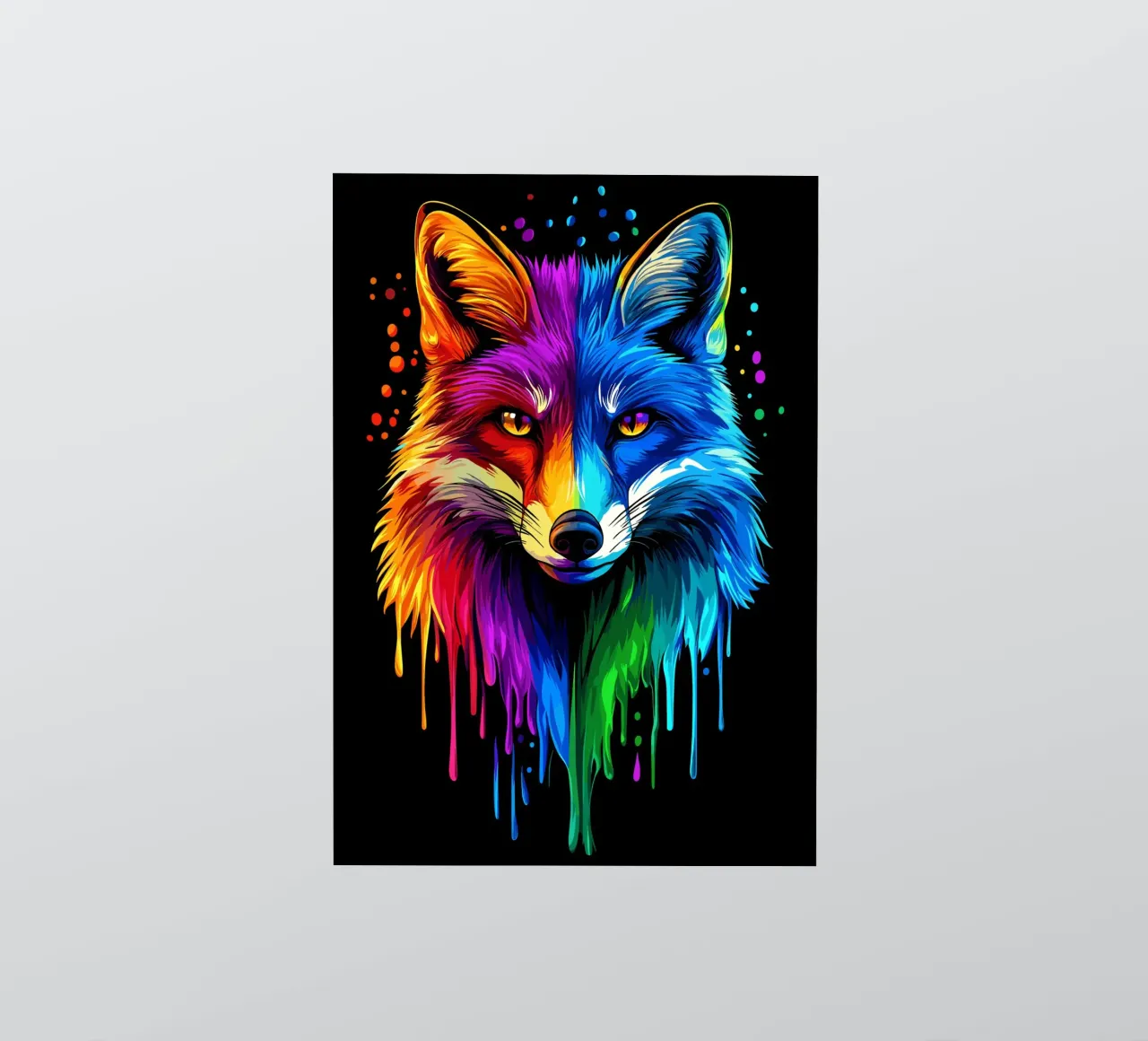 Colourful fox with colour gradient and drip effect sticker by pixelbull - medieval art and more