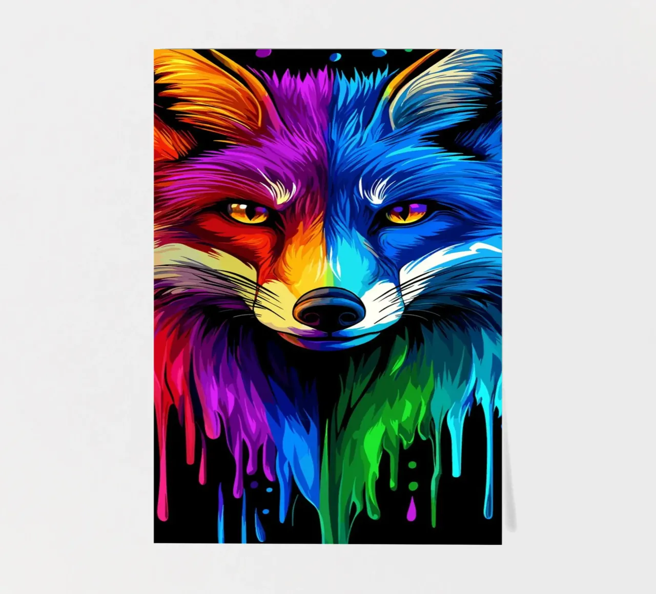 Colourful fox with colour gradient and drip effect sticker sheet by pixelbull - medieval art and more