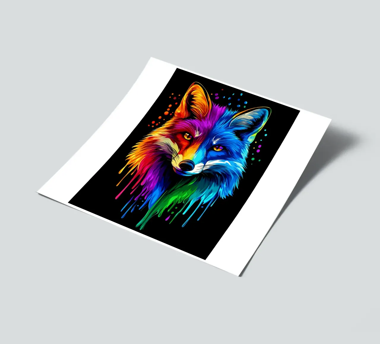 Colourful fox with colour gradient and drip effect sticker sheet by pixelbull - medieval art and more