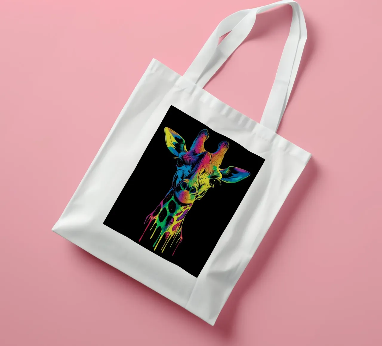 Effetto fusione colorata con ritratto di giraffa borsa in juta da pixelbull - medieval art and more