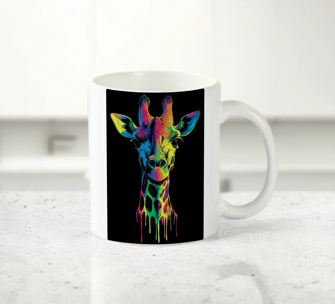 Effetto fusione colorata con ritratto di giraffa tazza in ceramica da pixelbull - medieval art and more