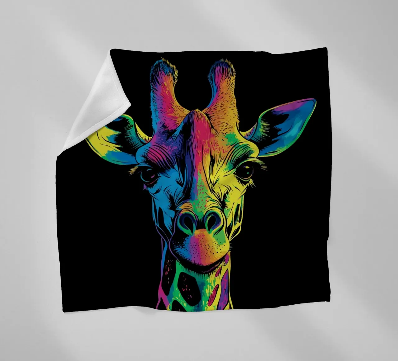 Effetto fusione colorata con ritratto di giraffa coperta in pile da pixelbull - medieval art and more
