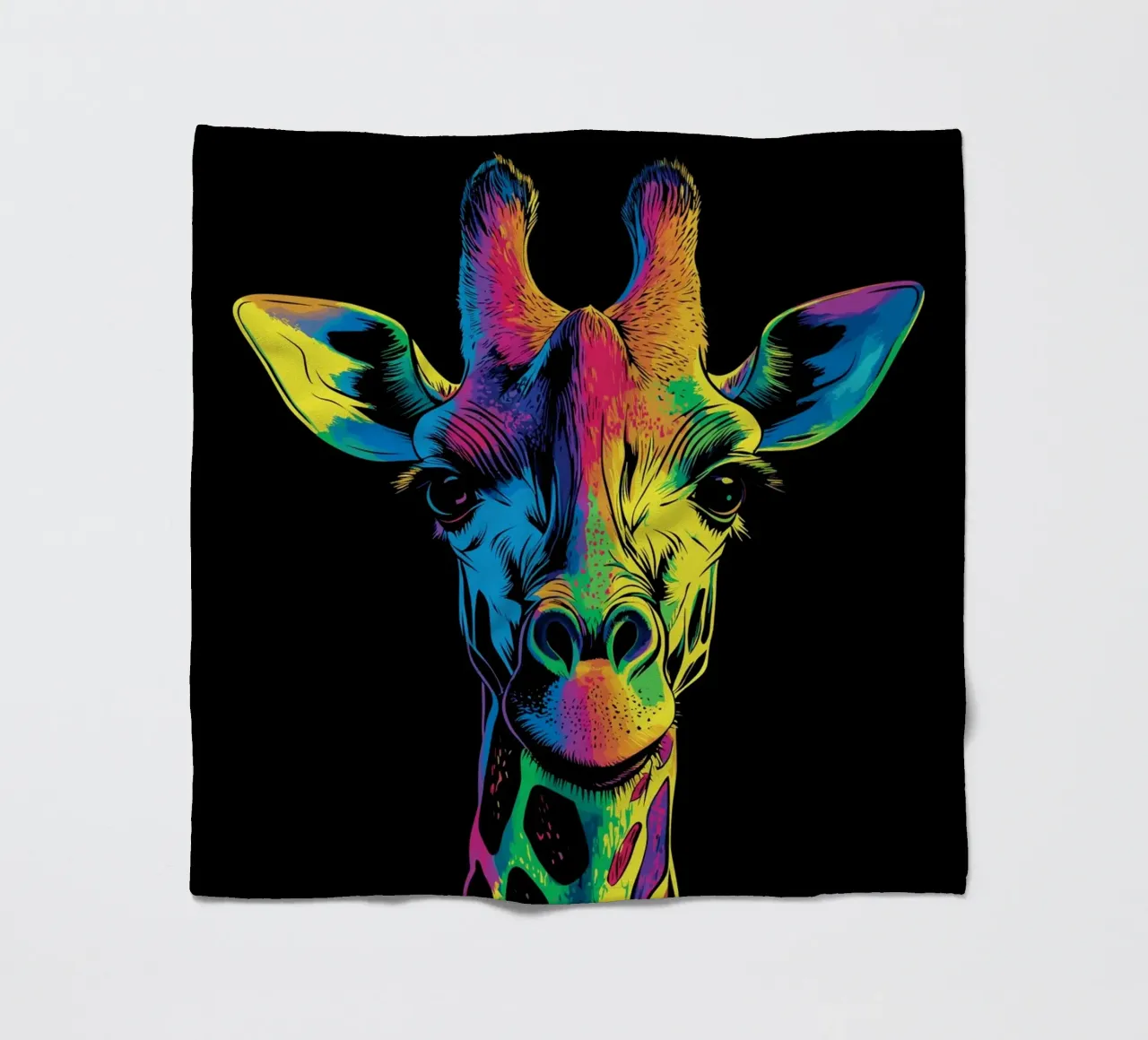 Effetto fusione colorata con ritratto di giraffa coperta in pile da pixelbull - medieval art and more