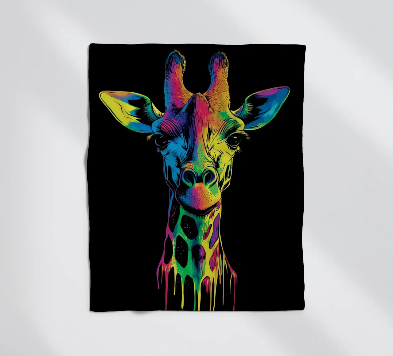 Effetto fusione colorata con ritratto di giraffa coperta in pile da pixelbull - medieval art and more