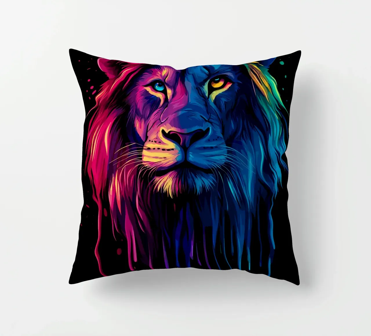 Maestoso leone con i colori dell'arcobaleno cuscino da pixelbull - medieval art and more
