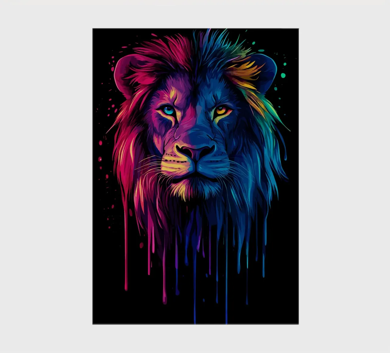 Majestic lion with rainbow colours notebook by pixelbull - medieval art and more