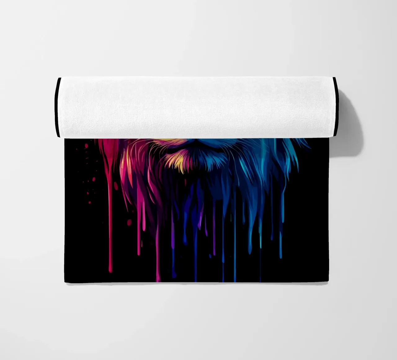 Maestoso leone con i colori dell'arcobaleno telo mare da pixelbull - medieval art and more