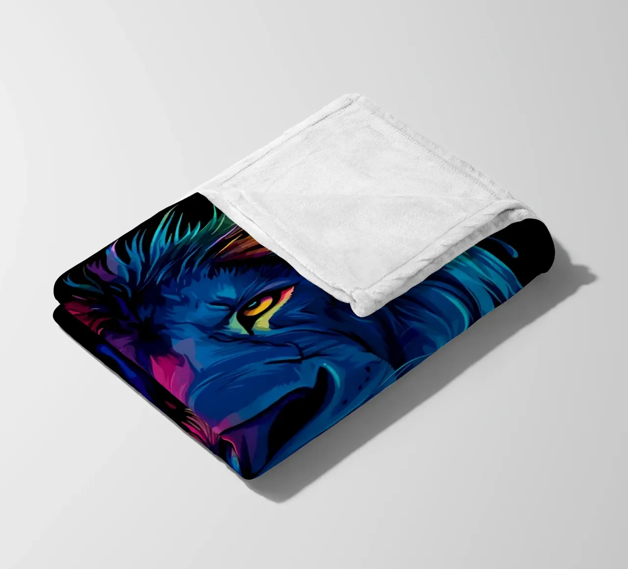 Majestic lion with rainbow colours fleece blanket by pixelbull - medieval art and more