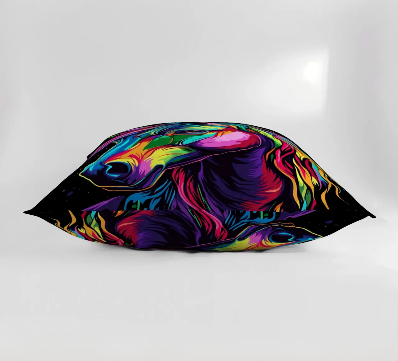 Ritratto di cavallo colorato con colori fluidi cuscino da pixelbull - medieval art and more